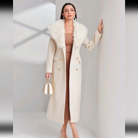 Jackets & Blazers - Modely Borg Collar Double Breasted Overcoat